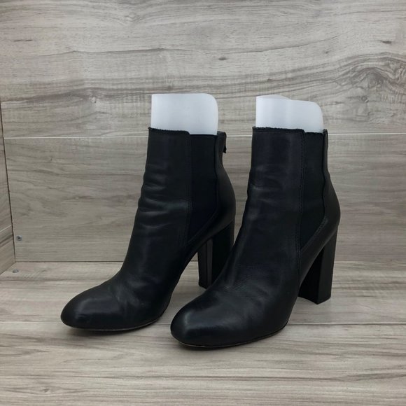 Sam Edelman Ankle Boots Womens 8.5 Case Chelsea Black Leather Slip On Heel Booti - Picture 3 of 9